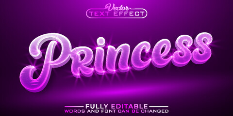 Shiny Pink Princess Vector Editable Text Effect Template - obrazy, fototapety, plakaty