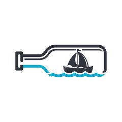 Boat and bottle logo template vector icon
