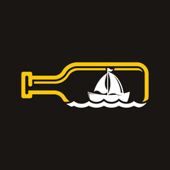 Boat and bottle logo template vector icon