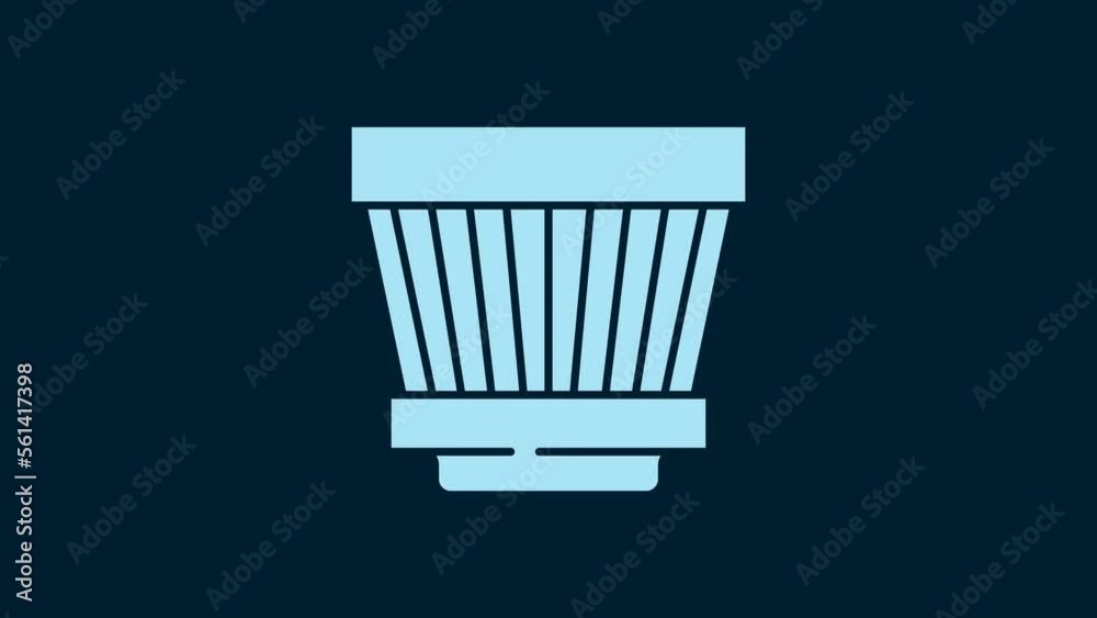 Sticker White Car air filter icon isolated on blue background. Automobile repair service symbol. 4K Video motion graphic animation