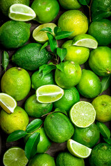 Fresh ripe lime with leaves.