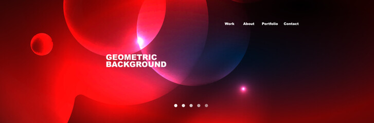 Shiny neon circles and bubbles, dark abstract background with blurred magic neon light, wallpaper design