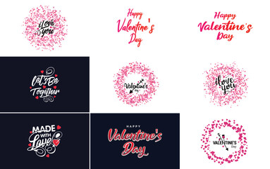 Fototapeta na wymiar Happy Valentine's Day greeting card template with a floral theme and a red and pink color scheme
