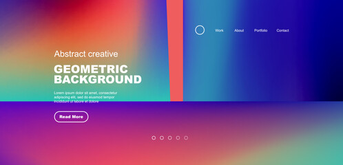 Geometric landing page background. Fluid colors and simple shapes abstract composition. Vector illustration for wallpaper, banner, background, leaflet, catalog, cover, flyer