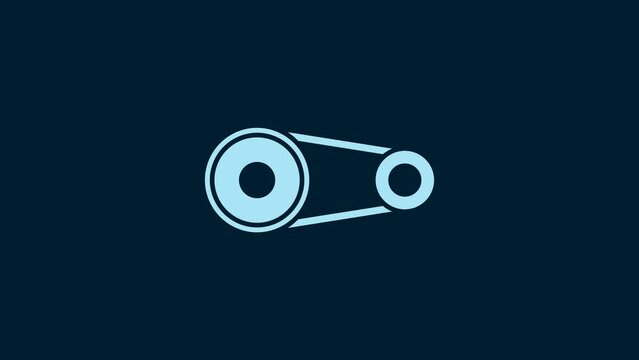 White Timing belt kit icon isolated on blue background. 4K Video motion graphic animation