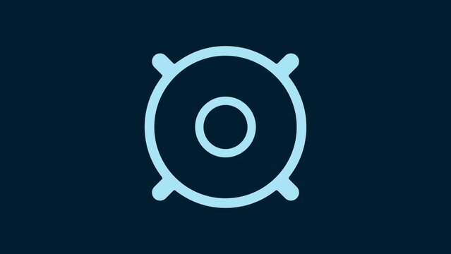 White Car audio speaker icon isolated on blue background. 4K Video motion graphic animation