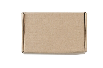 Brown cardboard carton box isolated on white background , top view.