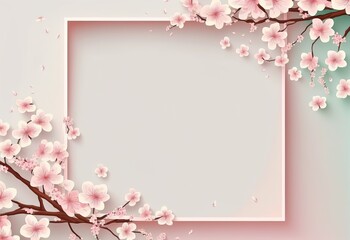 Obraz na płótnie Canvas Elegant White Space with a touch of Pink Cherry Blossom - Perfect for Text or Copywriting Placeholder