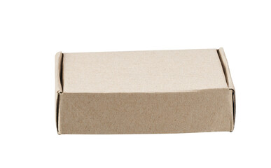 Brown cardboard carton box isolated on white background .  cardboard box front side.