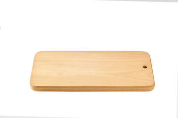 wooden cutting board isolated on white background.