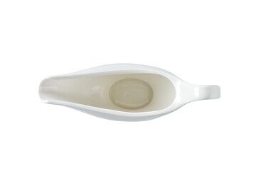 gravy boat isolated on white background, top view. sauce boat isolated.