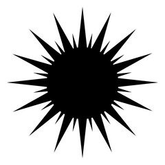 Abstract black sun or zigzag icon. Sunshine, sunlight black symbol. Vector illustration isolated on white background.