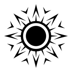 Abstract black sun or zigzag icon. Sunshine, sunlight black symbol. Vector illustration isolated on white background.