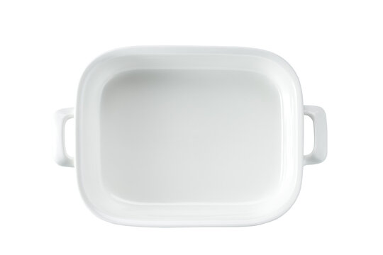 Ceramic cooking baking dish isolated on a white background,top view.