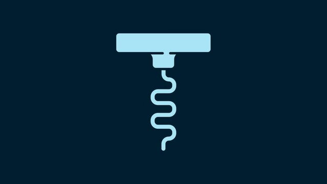 White Wine corkscrew icon isolated on blue background. 4K Video motion graphic animation