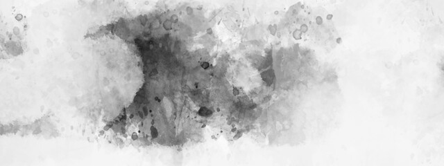 Grey, white watercolor textured on white paper background. Gray watercolor painting textured design on white background. Silver ink and watercolor textures.