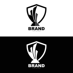 Trophy Logo Design, Award Winner Championship Trophy Vector, Success Brand