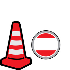 vector traffic cones and warning signs
