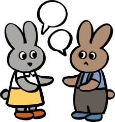 話し合う兎のイラスト