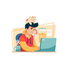 Freelancer Cartoon Illustration