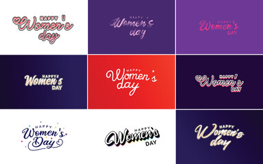 Pink Happy Women's Day typographical design elements international women's day icon and symbol suitable for use in minimalistic designs for international women's day concepts; vector illustration