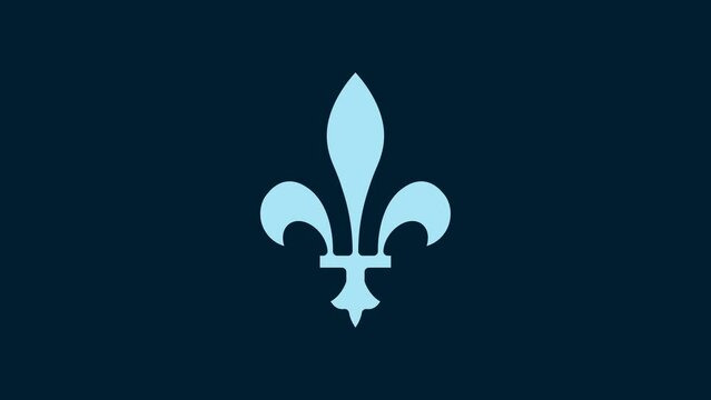 White Fleur De Lys icon isolated on blue background. 4K Video motion graphic animation