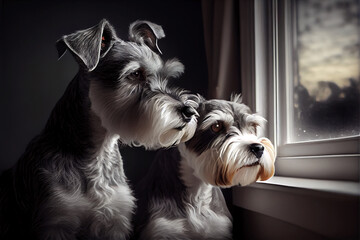 Loyal Schnauzer Watch Dogs created with Generative AI Technology - 561426581