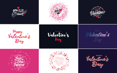 Fototapeta na wymiar Happy Valentine's Day text. hand lettering typography poster on red gradient background vector illustration suitable for use in design of romantic quote postcards.