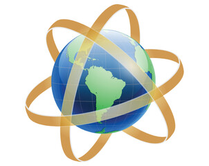 set of realistic earth globe interconnected isolated