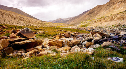 The landscape around Pangong Lake in Ladakh, India