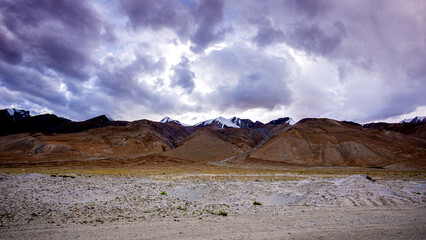 Fototapeta na wymiar The landscape around Pangong Lake in Ladakh, India