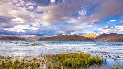 The landscape around Pangong Lake in Ladakh, India