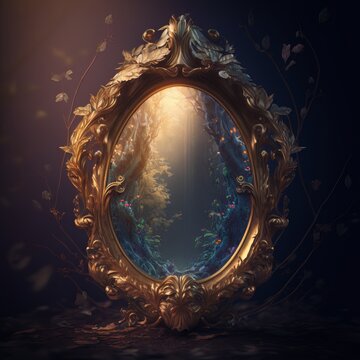 Enchanted Magical Mirror: A Dreamy and Elegant Fantasy Magic Concept Designer Art