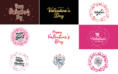 Fototapeta na wymiar Happy Valentine's Day typography design with a heart-shaped balloon and a gradient color scheme