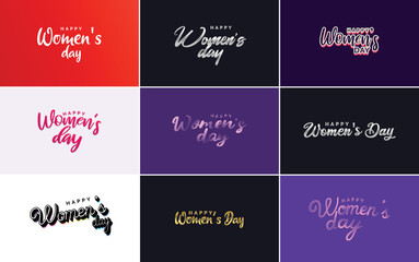 Set of Happy International Woman's Day signs. emblems. and vector design elements. including signs. labels. and badges collection suitable for use in a variety of designs