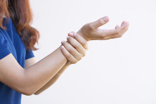 Asian Female Hands Have Weakness From Office Work