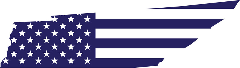 outline drawing of tennessee state map on usa flag.