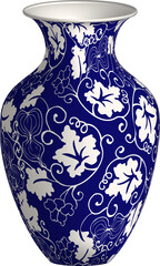 Navy blue China porcelain vase gourd spiral leaf vine