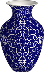 Navy blue China porcelain vase curve spiral cross frame