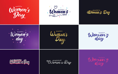 International Women's Day lettering with a love shape. suitable for use in cards. invitations. banners. posters. postcards. stickers. and social media posts