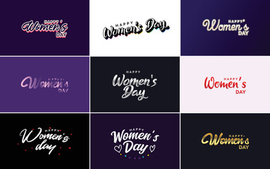 March 8 typographic design set with Happy Women's Day text