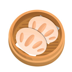 Ha gow, Chinese dumplings dimsum in a bamboo steamer