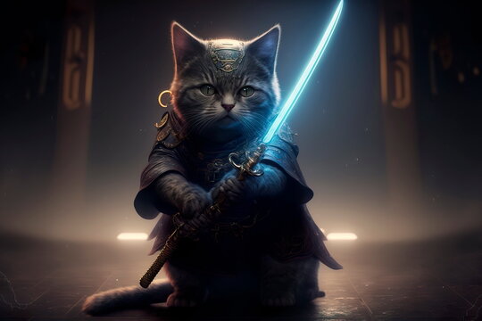 Concept ninja warrior cat character. Generative AI