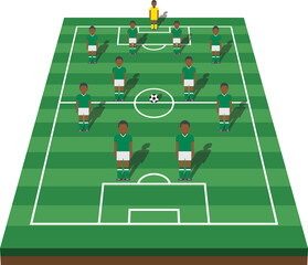 Fototapeta premium Soccer cup formation and tactic and football field