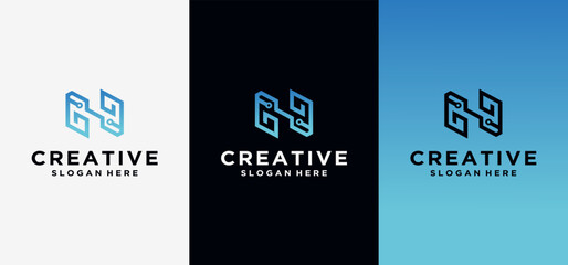 Creative Letter N Logo Design, N letter technology logo. Vector logotype