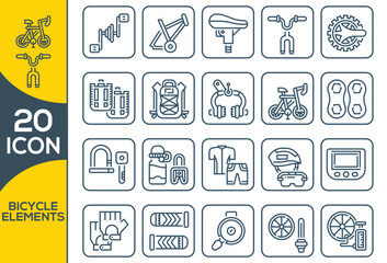 BICYCLE ELEMENTS ICON SET DESIGN