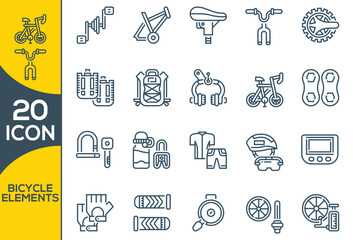 BICYCLE ELEMENTS ICON SET DESIGN