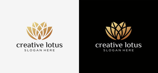 Fototapeta na wymiar luxury lotus flower logo template,Elegant Lotus Spa Logo Design Vector.