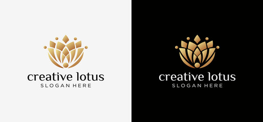 luxury lotus flower logo template,Elegant Lotus Spa Logo Design Vector.