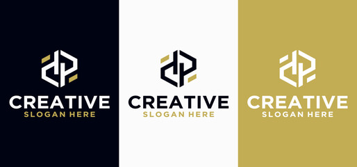 Creative D.P Letter Logo Design Tech logo icon design template elements